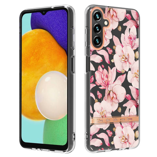 YB IMD-8 Series For Samsung Galaxy A54 5G Protective Shell, Drop Proof Electroplating Soft TPU Case Flower Pattern IML IMD Phone Cover