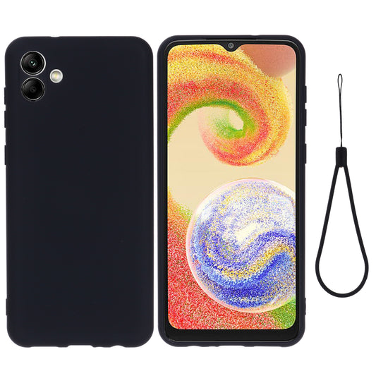 For Samsung Galaxy A04e 4G Soft Silicone Phone Case Anti-scratch Protective Back Cover with Strap