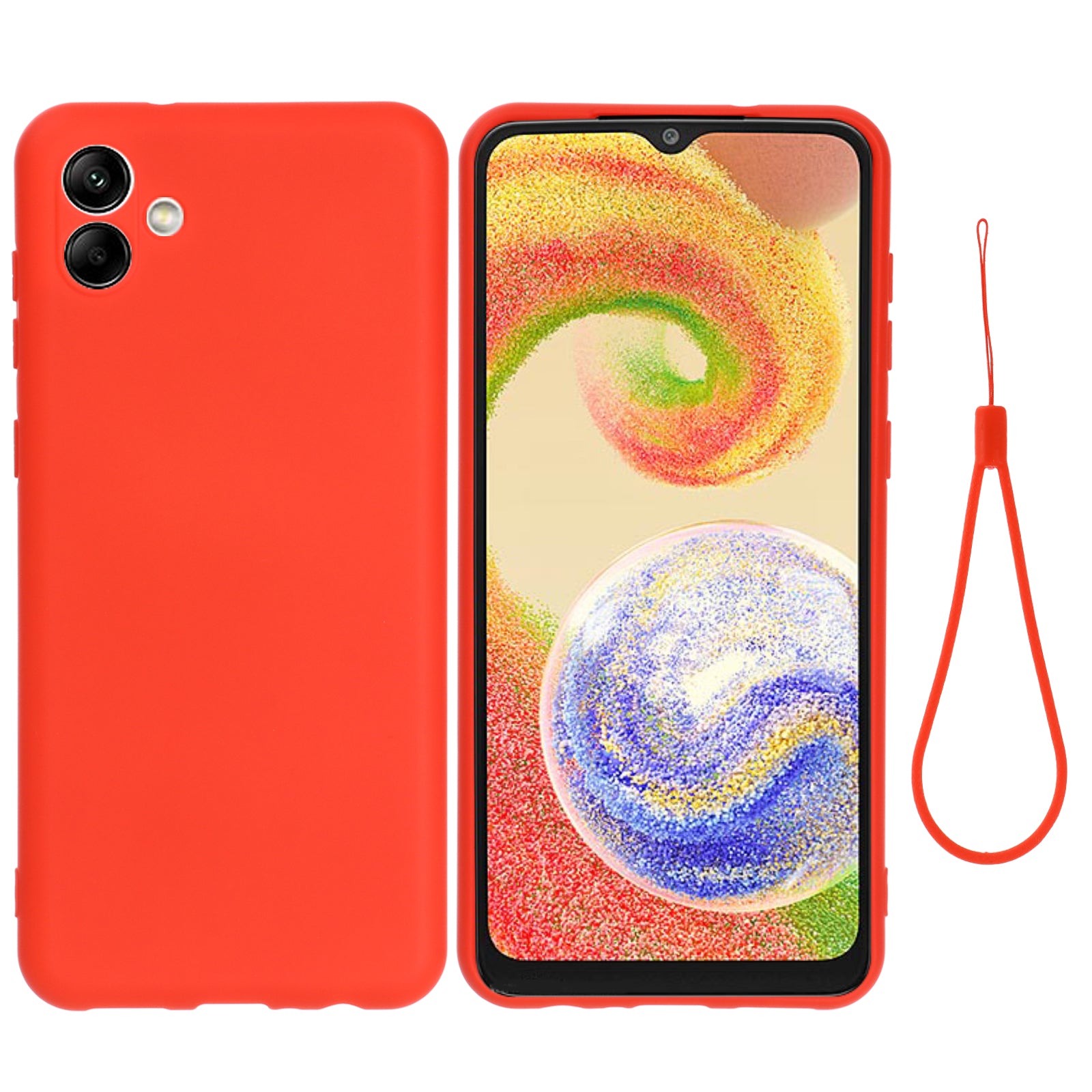 For Samsung Galaxy A04e 4G Soft Silicone Phone Case Anti-scratch Protective Back Cover with Strap