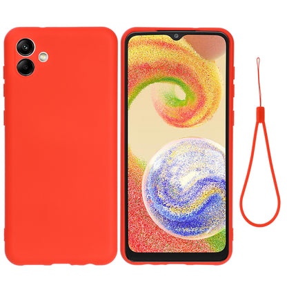For Samsung Galaxy A04e 4G Soft Silicone Phone Case Anti-scratch Protective Back Cover with Strap