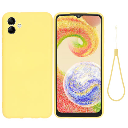 For Samsung Galaxy A04e 4G Soft Silicone Phone Case Anti-scratch Protective Back Cover with Strap