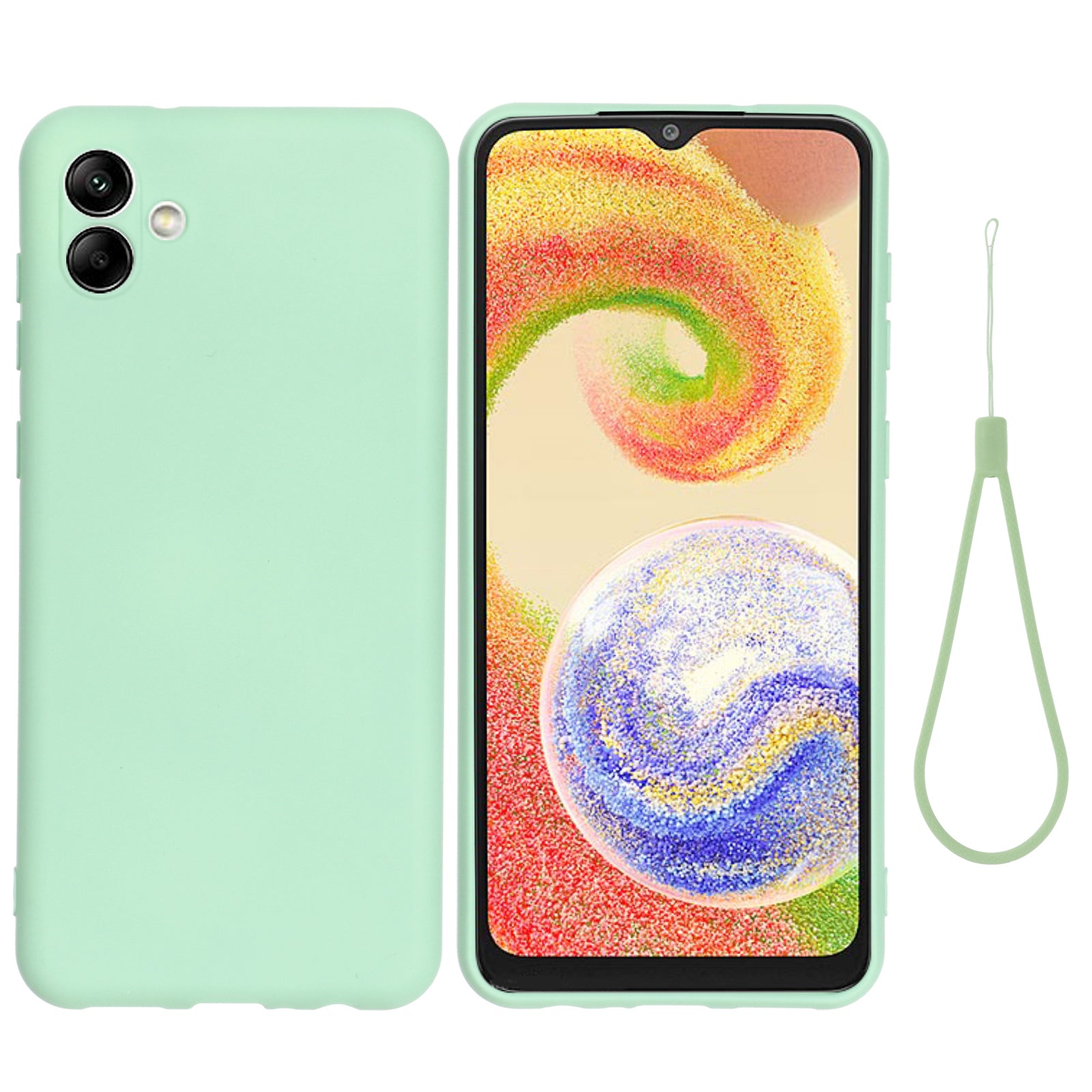 For Samsung Galaxy A04e 4G Soft Silicone Phone Case Anti-scratch Protective Back Cover with Strap