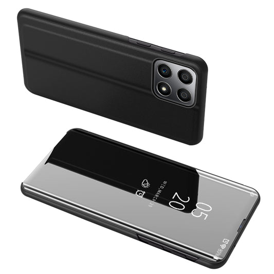 For Honor X8 5G View Window PU Leather Case Hands-free Stand Mirror Electroplating Phone Cover Protector