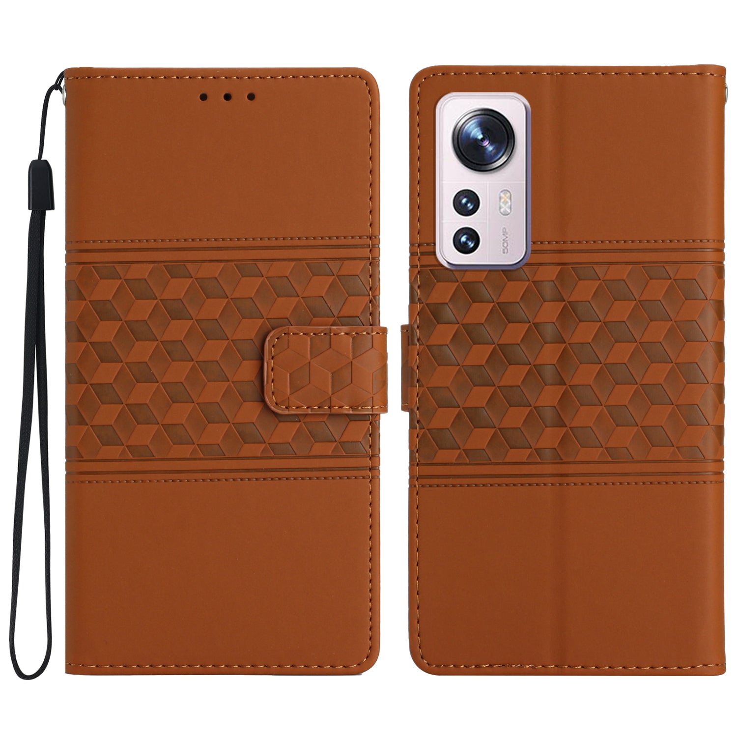 Cell Phone Cover for Xiaomi 12 Pro 5G / 12S Pro 5G / 12 Pro (Dimensity) 5G, Retro Imprinted Pattern Skin-touch Feeling Flip Leather Phone Case with Wallet Stand