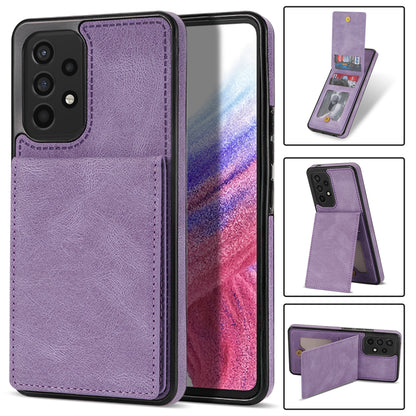 Solid Color Phone Case for Samsung Galaxy A53 5G, Kickstand Design Bump Proof Back Cover RFID Blocking Multiple Card Slots Vertical Flip PU Leather Coated TPU Shell