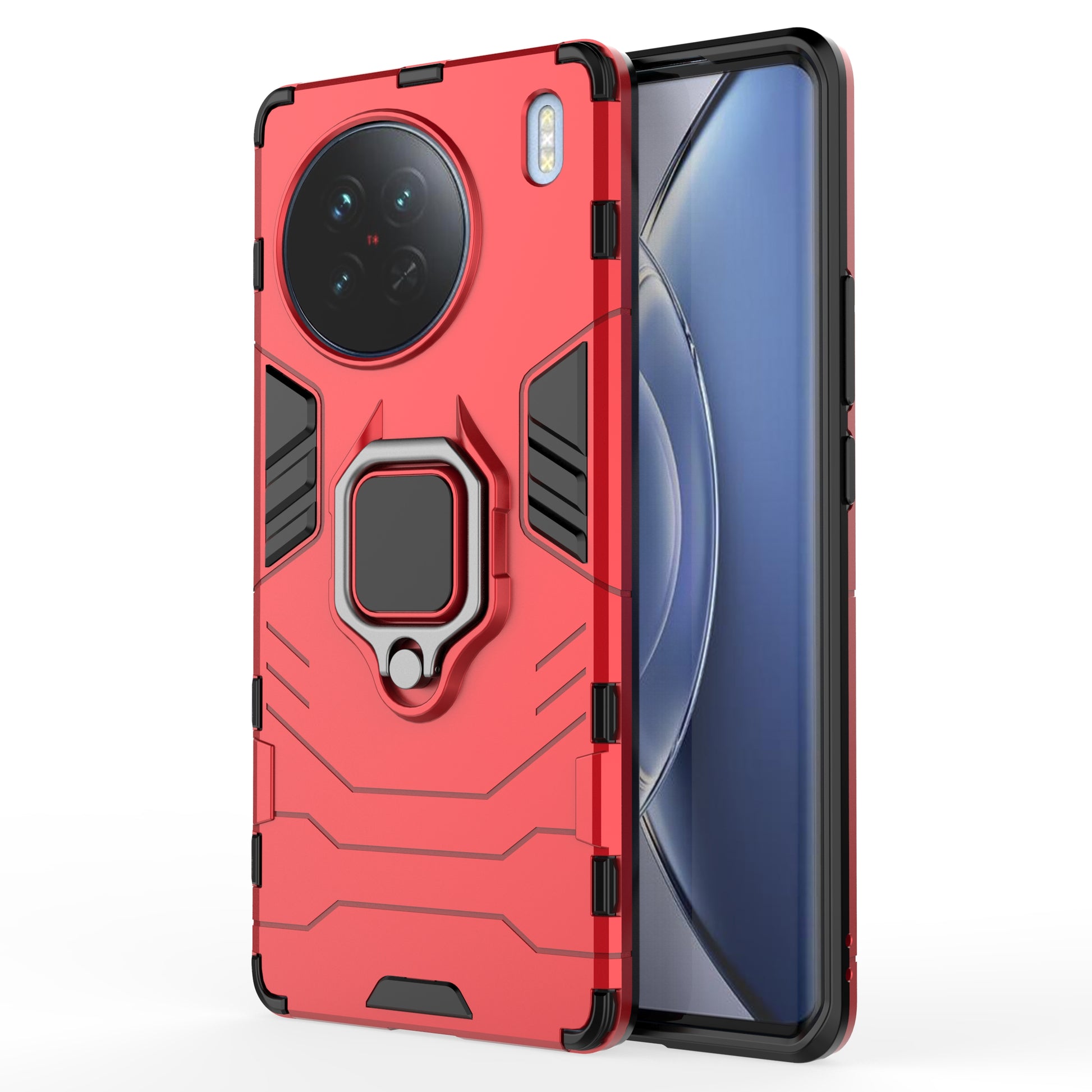 Hard PC + Soft TPU Phone Case for vivo X90 5G, Ring Holder Kickstand Shockproof Back Cover