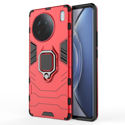 Hard PC + Soft TPU Phone Case for vivo X90 5G, Ring Holder Kickstand Shockproof Back Cover