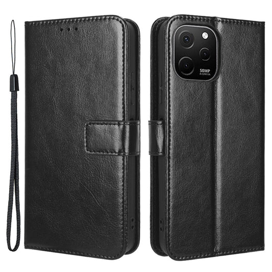 For Huawei nova Y61 4G / Enjoy 50z 4G Drop-proof PU Leather Phone Case Crazy Horse Texture Wallet Stand Magnetic Phone Cover with Strap