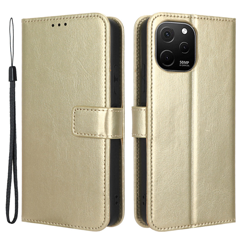For Huawei nova Y61 4G / Enjoy 50z 4G Drop-proof PU Leather Phone Case Crazy Horse Texture Wallet Stand Magnetic Phone Cover with Strap