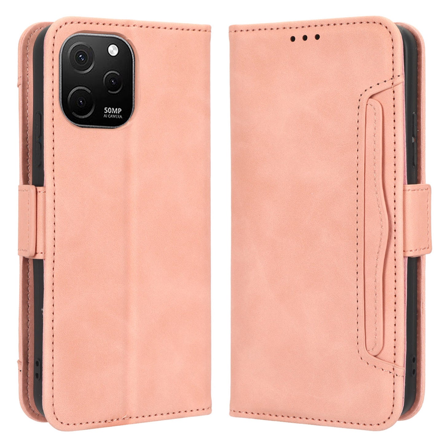For Huawei nova Y61 4G / Enjoy 50z 4G PU Leather Magnetic Closure Wallet Flip Cover Multiple Card Slots Stand Drop-proof Phone Case