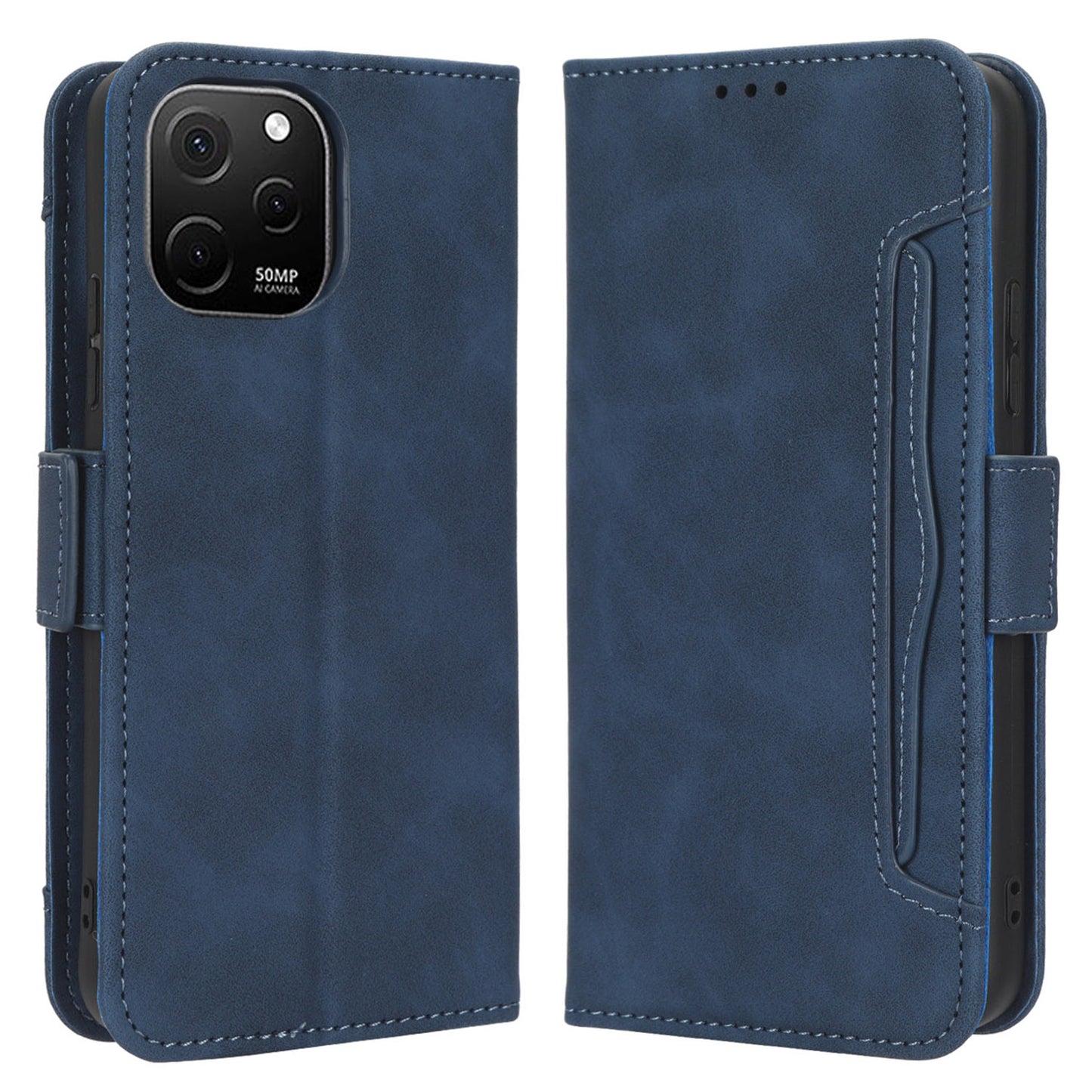 For Huawei nova Y61 4G / Enjoy 50z 4G PU Leather Magnetic Closure Wallet Flip Cover Multiple Card Slots Stand Drop-proof Phone Case