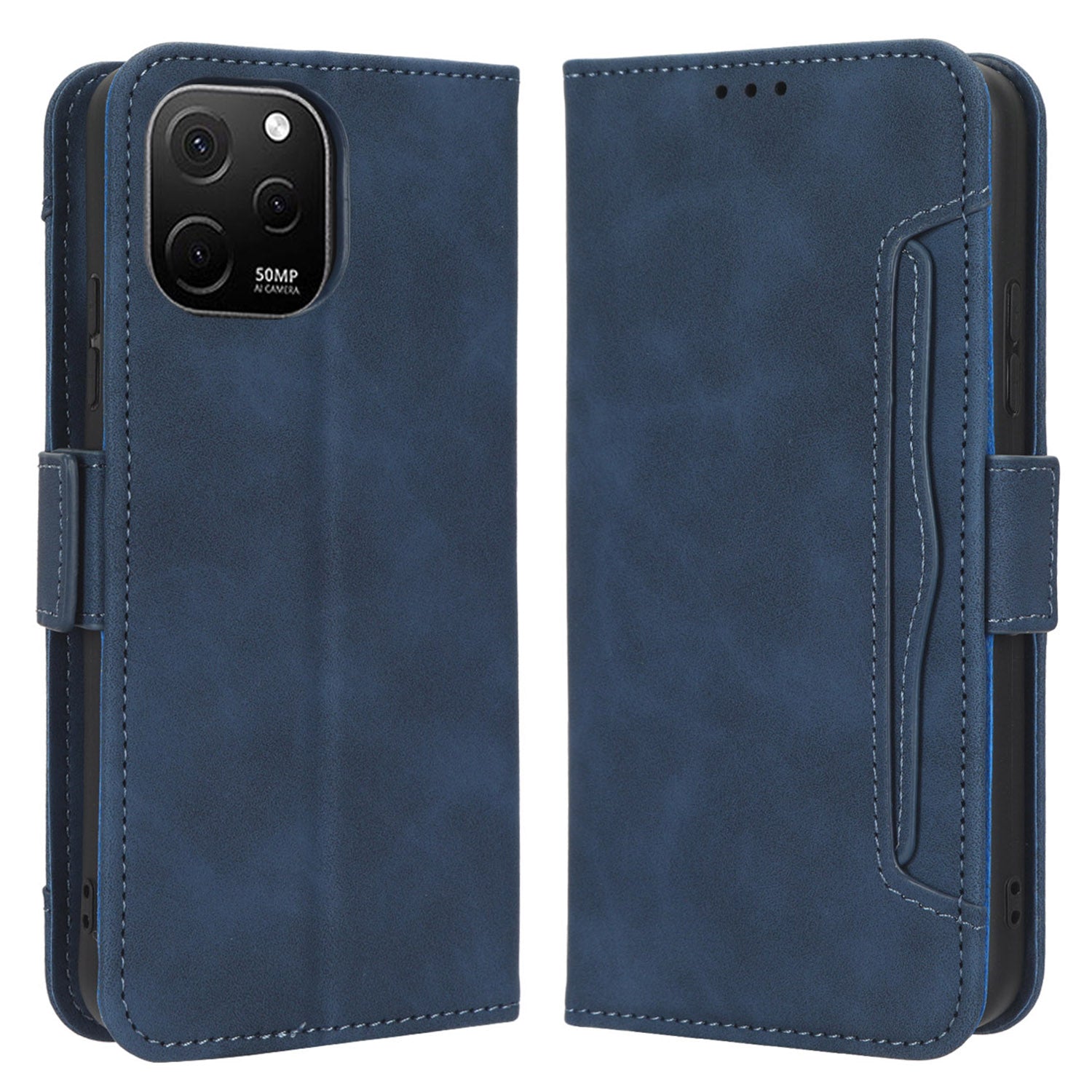 For Huawei nova Y61 4G / Enjoy 50z 4G PU Leather Magnetic Closure Wallet Flip Cover Multiple Card Slots Stand Drop-proof Phone Case