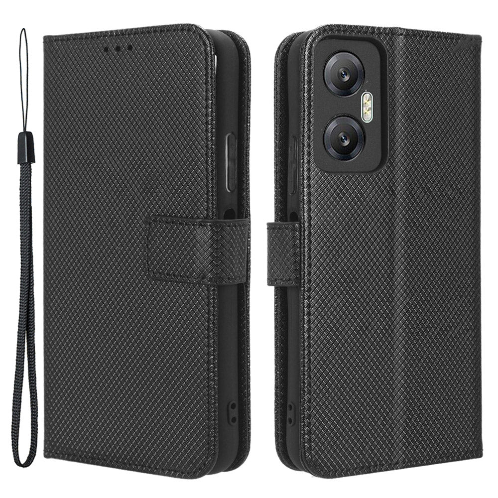 Mobile Phone Cover For Infinix Hot 20 5G / X666 / X666B Magnetic Clasp Diamond Texture PU Leather Phone Case with Foldable Stand Wallet