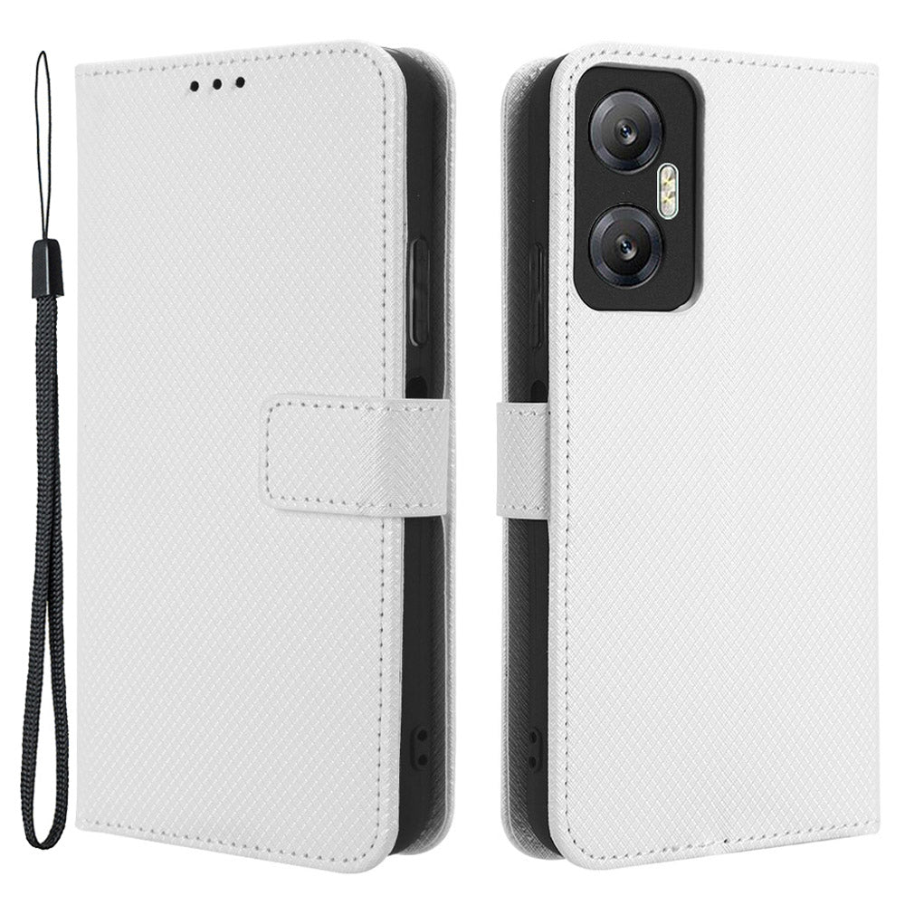 Mobile Phone Cover For Infinix Hot 20 5G / X666 / X666B Magnetic Clasp Diamond Texture PU Leather Phone Case with Foldable Stand Wallet