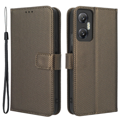 Mobile Phone Cover For Infinix Hot 20 5G / X666 / X666B Magnetic Clasp Diamond Texture PU Leather Phone Case with Foldable Stand Wallet