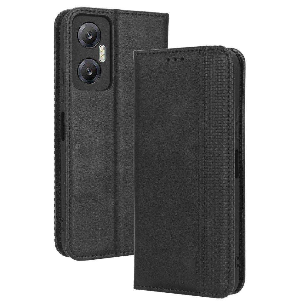For Infinix Hot 20 5G X666 / X666B Shockproof Flip Wallet Phone Case Retro Texture Imprinted Pattern PU Leather Magnetic Auto Closing Phone Cover