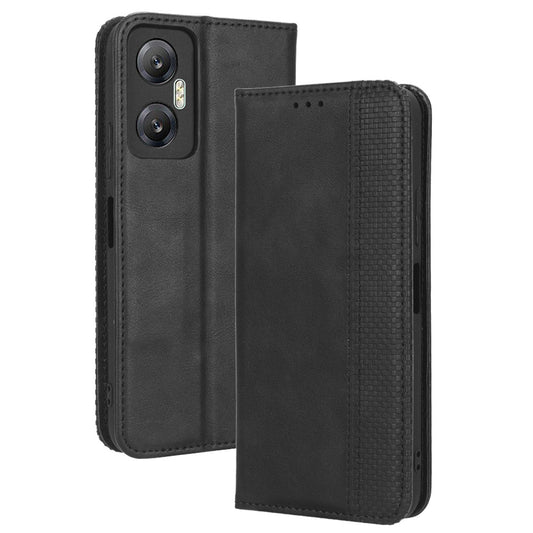 For Infinix Hot 20 5G X666 / X666B Shockproof Flip Wallet Phone Case Retro Texture Imprinted Pattern PU Leather Magnetic Auto Closing Phone Cover