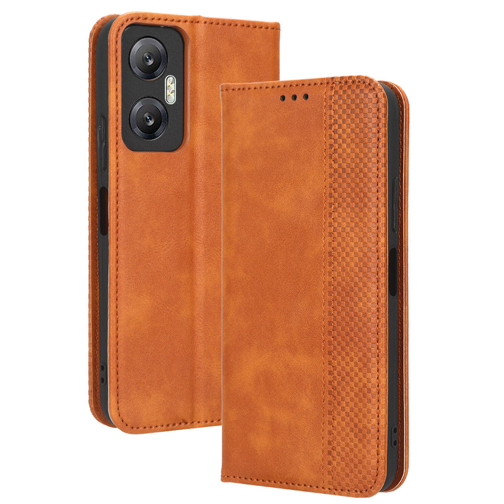 For Infinix Hot 20 5G X666 / X666B Shockproof Flip Wallet Phone Case Retro Texture Imprinted Pattern PU Leather Magnetic Auto Closing Phone Cover
