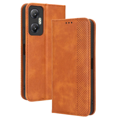 For Infinix Hot 20 5G X666 / X666B Shockproof Flip Wallet Phone Case Retro Texture Imprinted Pattern PU Leather Magnetic Auto Closing Phone Cover