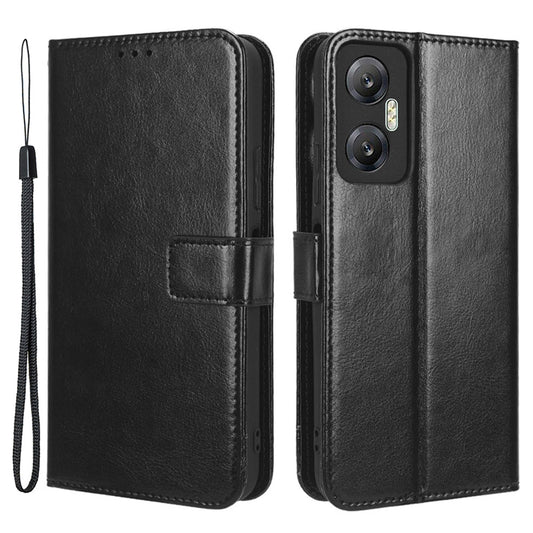 For Infinix Hot 20 5G / X666 / X666B Crazy Horse Texture PU Leather Flip Wallet Stand Phone Case Shockproof Cell Phone Cover with Strap