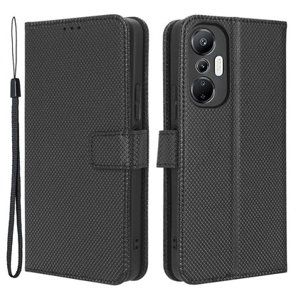 For Infinix Hot 20S 4G / X6827 Magnetic Clasp PU Leather Anti-fall Smartphone Case Foldable Stand Wallet Diamond Texture Phone Cover