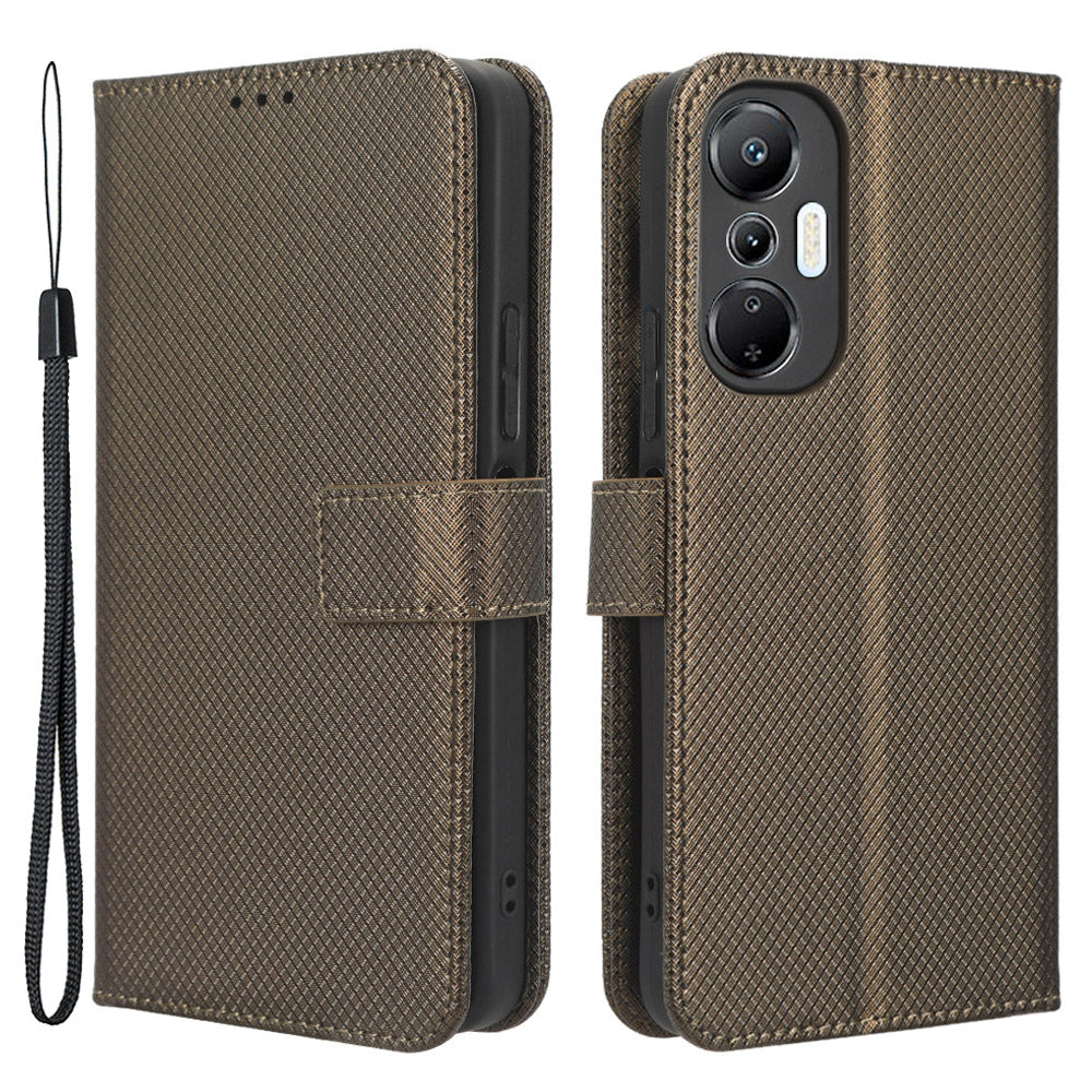 For Infinix Hot 20S 4G / X6827 Magnetic Clasp PU Leather Anti-fall Smartphone Case Foldable Stand Wallet Diamond Texture Phone Cover
