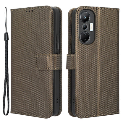 For Infinix Hot 20S 4G / X6827 Magnetic Clasp PU Leather Anti-fall Smartphone Case Foldable Stand Wallet Diamond Texture Phone Cover