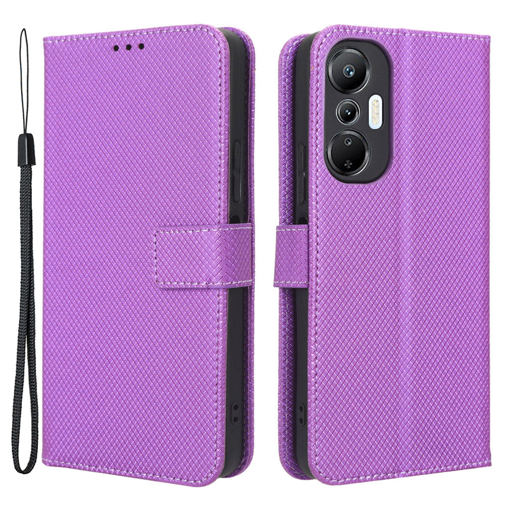 For Infinix Hot 20S 4G / X6827 Magnetic Clasp PU Leather Anti-fall Smartphone Case Foldable Stand Wallet Diamond Texture Phone Cover