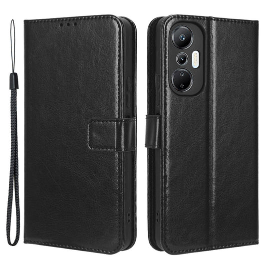 For Infinix Hot 20S 4G / X6827 Magnetic Closure Phone Case Crazy Horse Texture PU Leather Wallet Stand Full Protection Cell Phone Cover with Strap