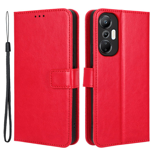 For Infinix Hot 20S 4G / X6827 Magnetic Closure Phone Case Crazy Horse Texture PU Leather Wallet Stand Full Protection Cell Phone Cover with Strap