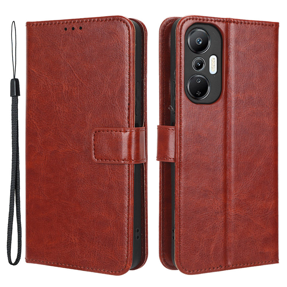 For Infinix Hot 20S 4G / X6827 Magnetic Closure Phone Case Crazy Horse Texture PU Leather Wallet Stand Full Protection Cell Phone Cover with Strap