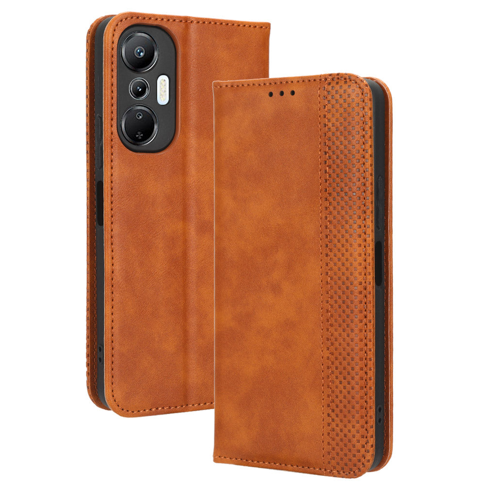 For Infinix Hot 20S 4G / X6827 Magnetic Auto Closing Phone Case Stand Retro Texture Imprinted Pattern PU Leather Anti-shock Flip Wallet Phone Cover