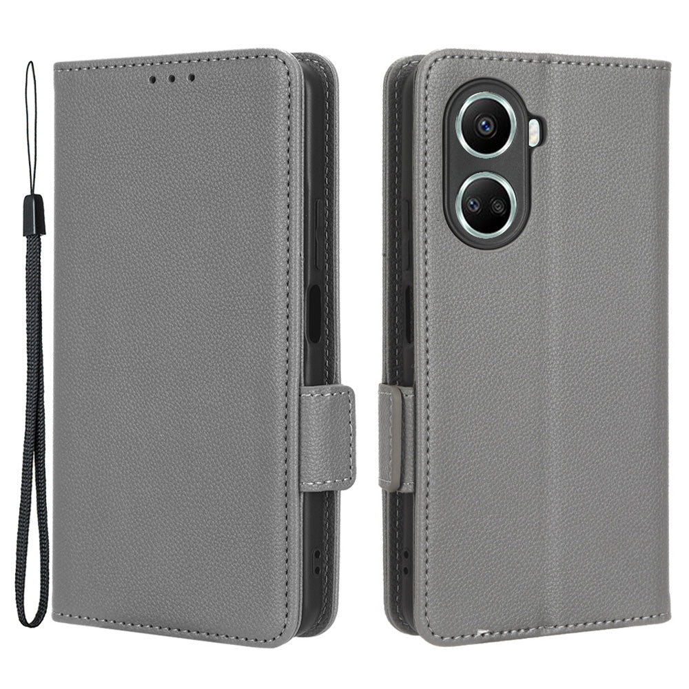For Huawei nova 10 SE 4G Dual Magnetic Clasp PU Leather Case Litchi Texture Shockproof Phone Wallet Stand Cover