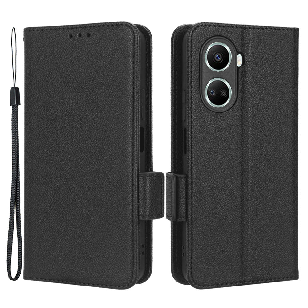 For Huawei nova 10 SE 4G Dual Magnetic Clasp PU Leather Case Litchi Texture Shockproof Phone Wallet Stand Cover