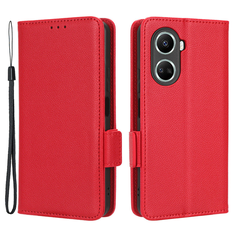 For Huawei nova 10 SE 4G Dual Magnetic Clasp PU Leather Case Litchi Texture Shockproof Phone Wallet Stand Cover