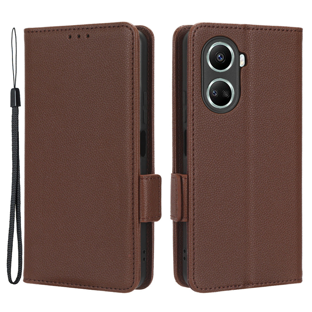 For Huawei nova 10 SE 4G Dual Magnetic Clasp PU Leather Case Litchi Texture Shockproof Phone Wallet Stand Cover