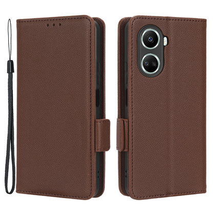 For Huawei nova 10 SE 4G Dual Magnetic Clasp PU Leather Case Litchi Texture Shockproof Phone Wallet Stand Cover