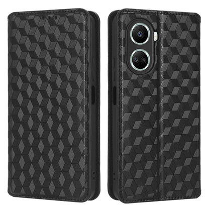 For Huawei nova 10 SE 4G Rhombus Pattern Imprinted PU Leather Phone Stand Wallet Cover Magnetic Auto-absorbed Phone Case