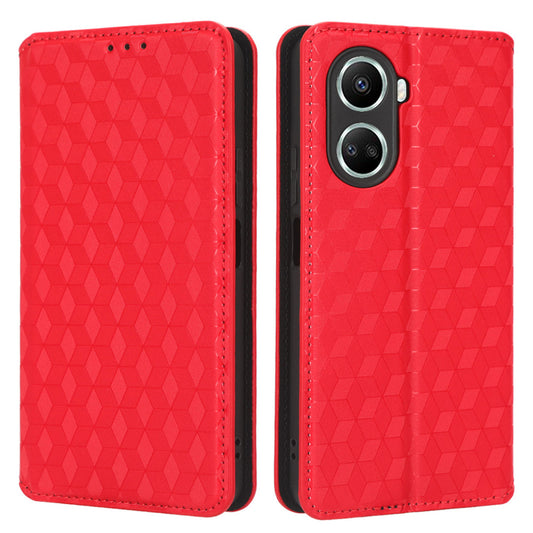 For Huawei nova 10 SE 4G Rhombus Pattern Imprinted PU Leather Phone Stand Wallet Cover Magnetic Auto-absorbed Phone Case