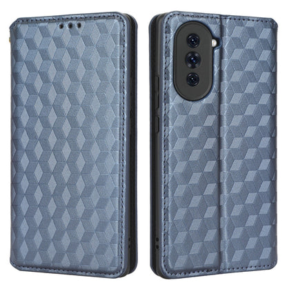 For Huawei nova 10 4G Rhombus Pattern Imprinted Phone Case Magnetic Auto Closing PU Leather Wallet Stand Cover