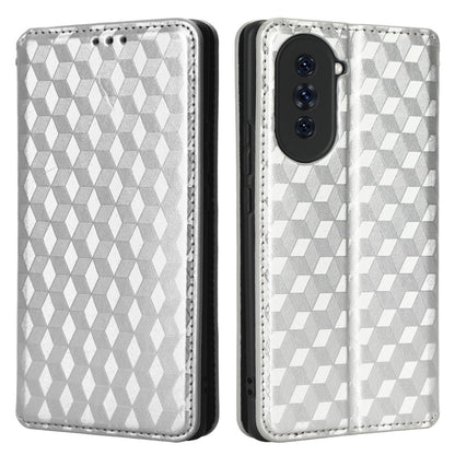 For Huawei nova 10 4G Rhombus Pattern Imprinted Phone Case Magnetic Auto Closing PU Leather Wallet Stand Cover