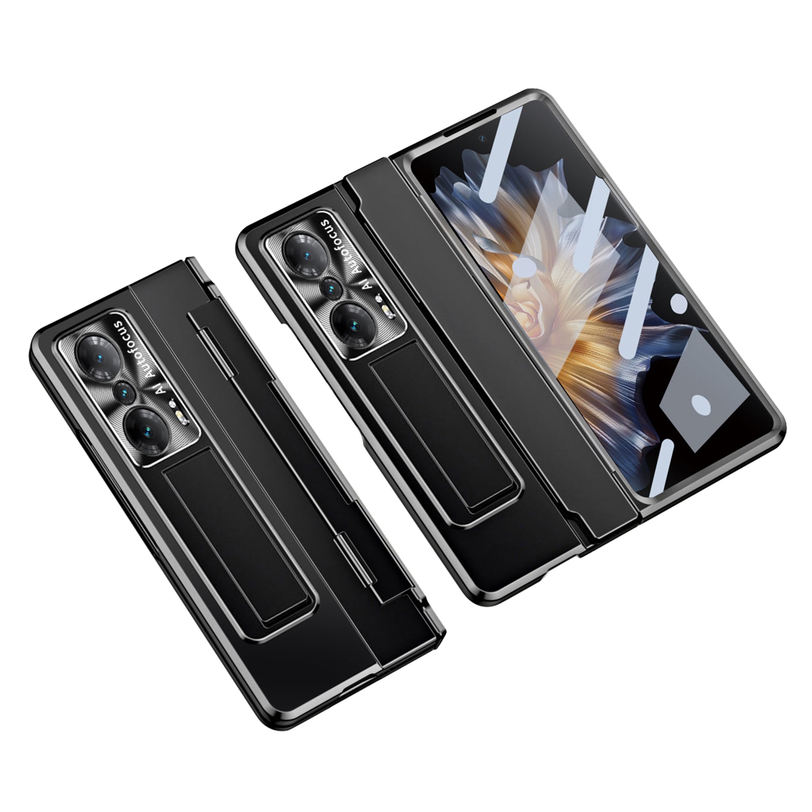 For Honor Magic Vs 5G /  Magic Vs Ultimate 5G Kickstand Hard PC Case Full Protection Phone Cover with Lens Film and Tempered Glass Screen Film