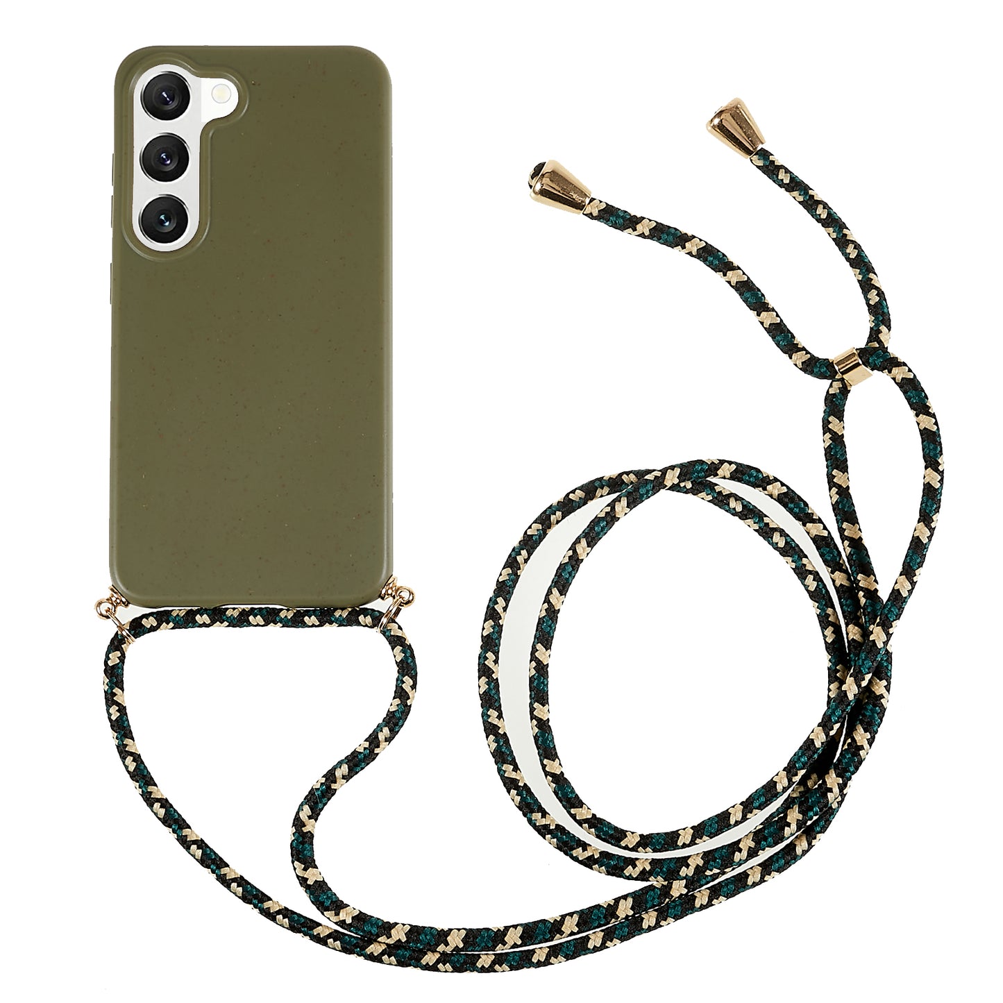 For Samsung Galaxy S23 Wheat Straw Biodegradable Phone Case Soft TPU Drop Protection Cover with Adjustable Lanyard
