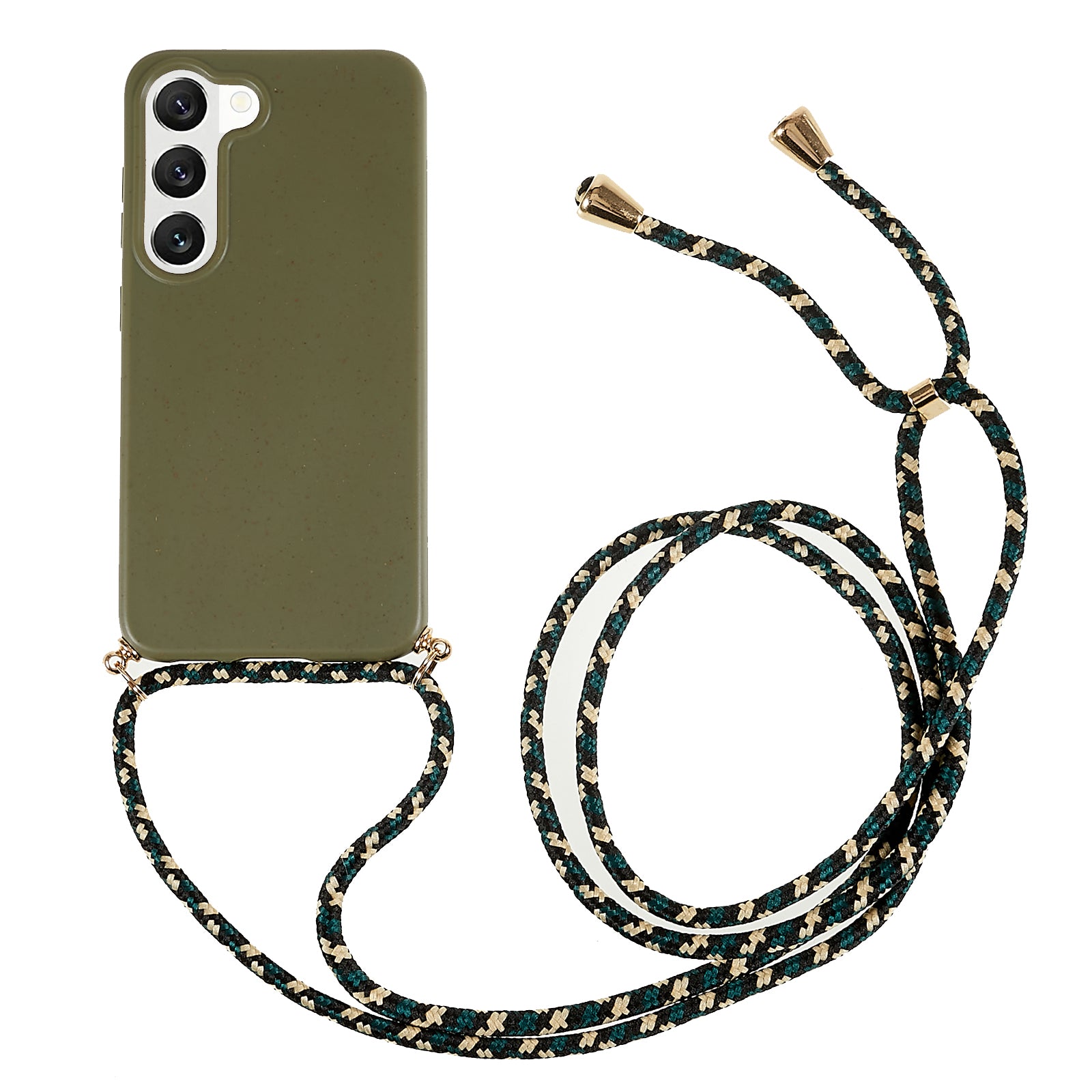 For Samsung Galaxy S23 Wheat Straw Biodegradable Phone Case Soft TPU Drop Protection Cover with Adjustable Lanyard