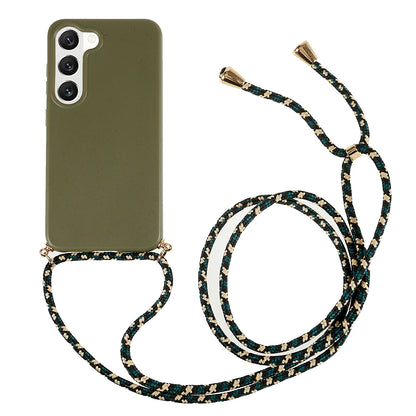 For Samsung Galaxy S23 Wheat Straw Biodegradable Phone Case Soft TPU Drop Protection Cover with Adjustable Lanyard