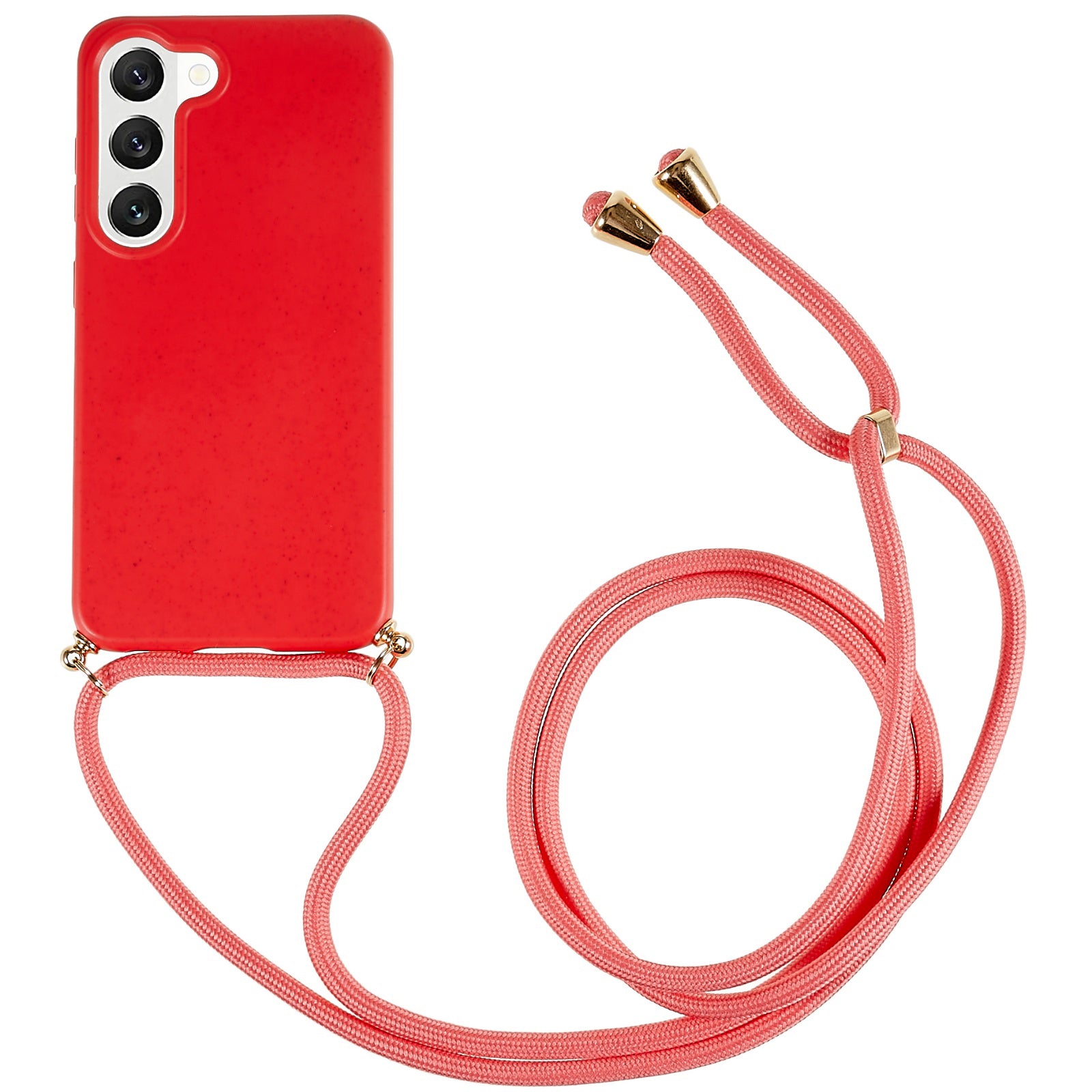 For Samsung Galaxy S23 Wheat Straw Biodegradable Phone Case Soft TPU Drop Protection Cover with Adjustable Lanyard