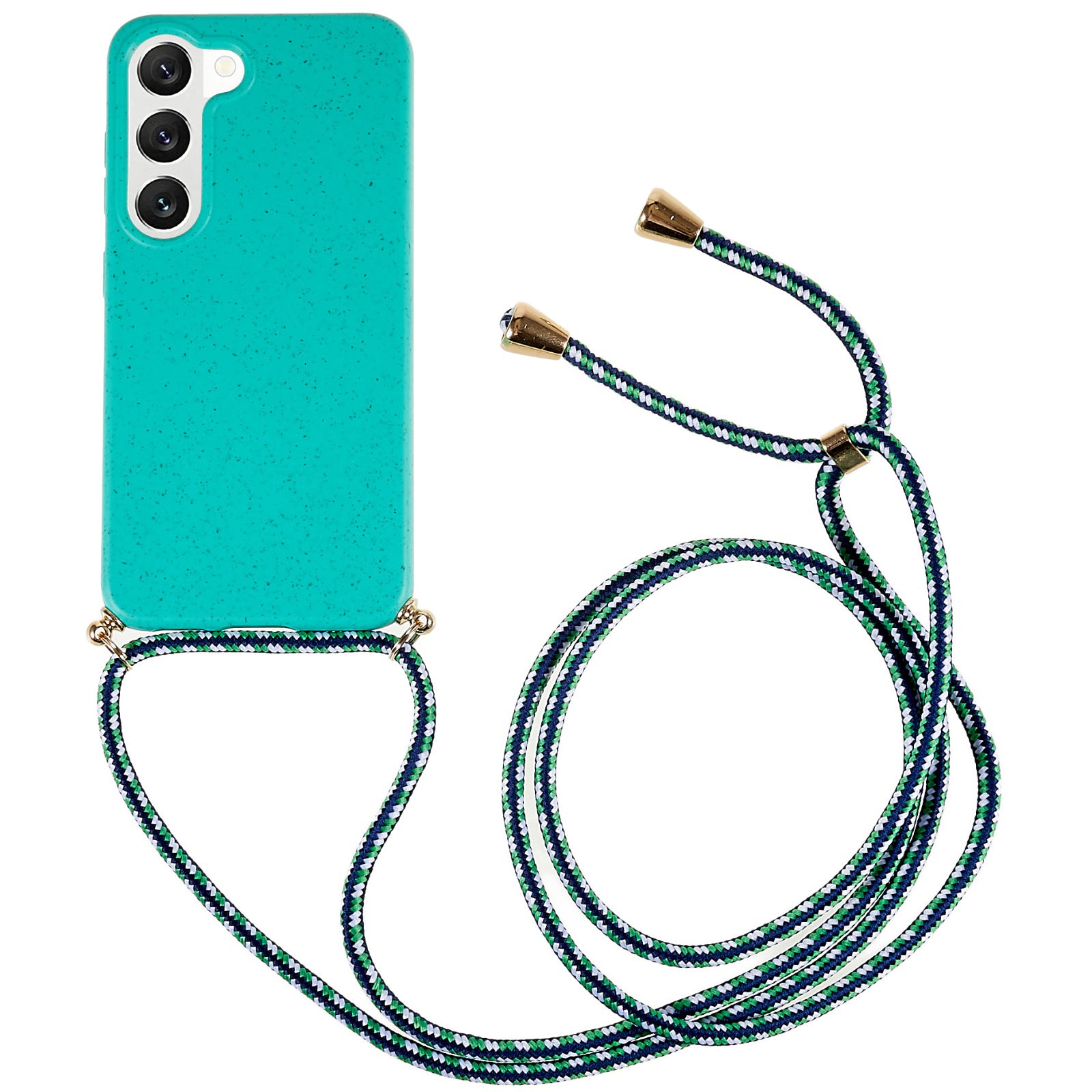 For Samsung Galaxy S23 Wheat Straw Biodegradable Phone Case Soft TPU Drop Protection Cover with Adjustable Lanyard