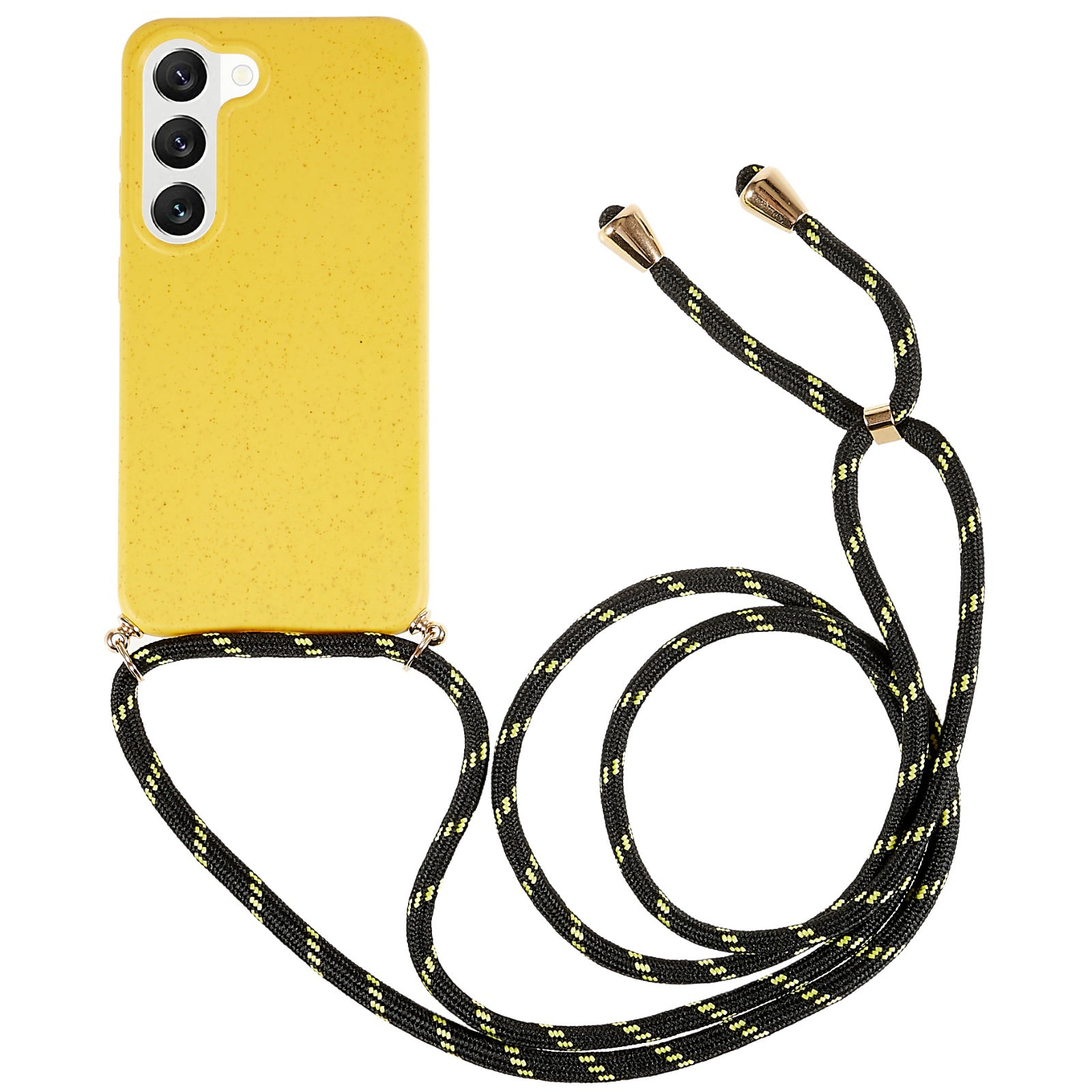 For Samsung Galaxy S23 Wheat Straw Biodegradable Phone Case Soft TPU Drop Protection Cover with Adjustable Lanyard