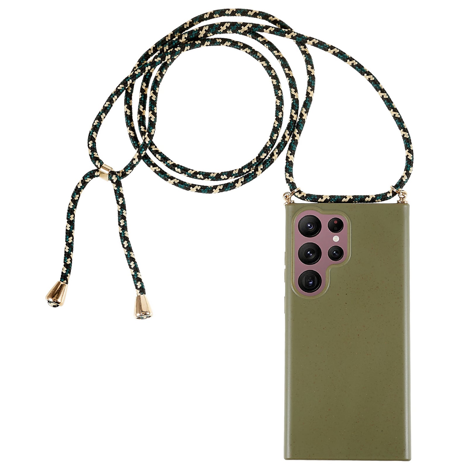For Samsung Galaxy S23 Ultra Eco Friendly Phone Case Biodegradable Wheat Straw Soft TPU Protective Cover with Adjustable Lanyard