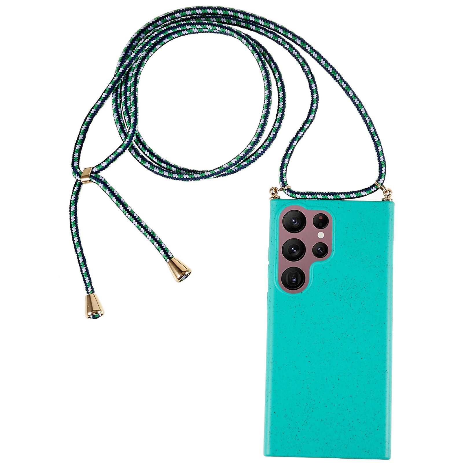 For Samsung Galaxy S23 Ultra Eco Friendly Phone Case Biodegradable Wheat Straw Soft TPU Protective Cover with Adjustable Lanyard